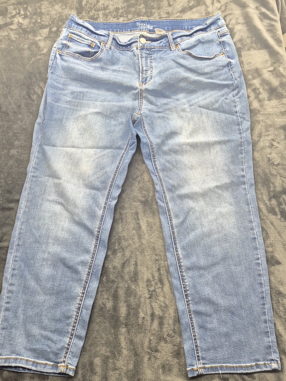 Time and Tru Petite Womens Straight Leg Jeans Size 20 Blue Stretch